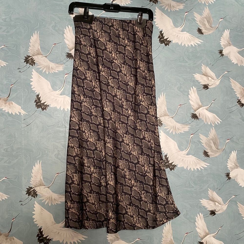 Urban Outfitters Rowan Silky Slip Skirt in Grey Beige Black Animal Print Size S - Picture 5 of 11